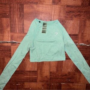 GYMSHARK Mint Green Cropped Workout Top XS